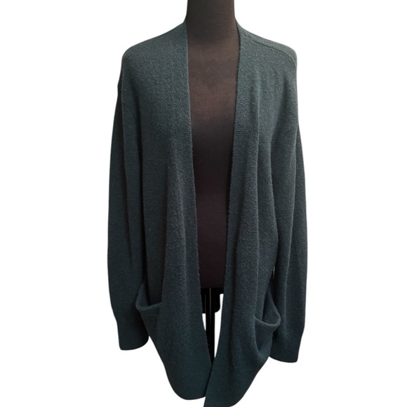 MERINO MADEWELL KENT Alpaca Open Front Green Cardigan Pockets Slouchy Soft SZ S - Picture 15 of 17
